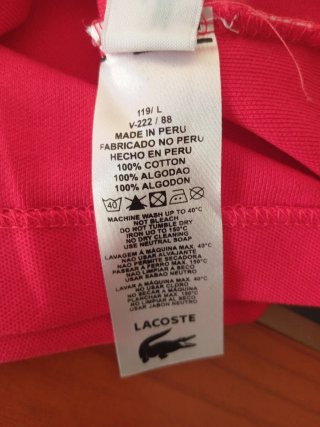 Camiseta Lacoste Rosa Talla M. Rojo coral