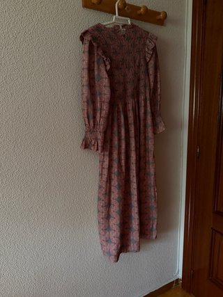 Abrigo largo vintage con cuello de pelo