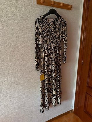 Abrigo largo vintage con cuello de pelo