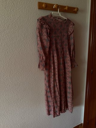 Abrigo largo vintage con cuello de pelo