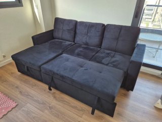 Sofá chaise longue negro