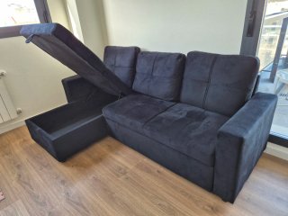 Sofá chaise longue negro