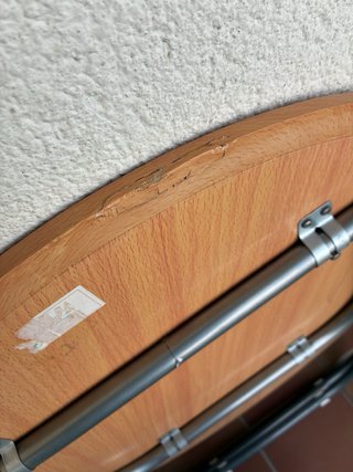 Mesa redonda plegable madera y metal