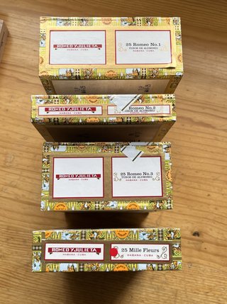 4 Cajas Madera, vacias, de Puros Romeo y Julieta