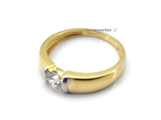 sortija oro 18k con piedra con circonita