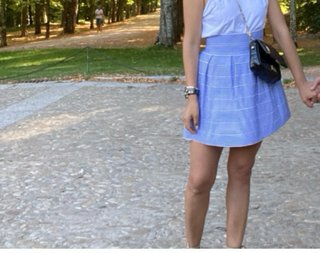 Falda Ella Luna azul con rayas