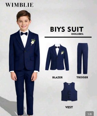 2 trajes de 3 Piezas Niño Azul/Gris 9-11 Años