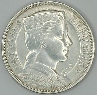Moneda 5 Lati Letonia Plata 1931