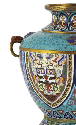 Jarrón Cloisonné oriental antiguo