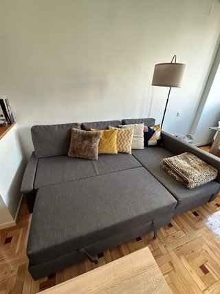 Sofá Cama Chaise Longue Ikea Gris con almacenaje