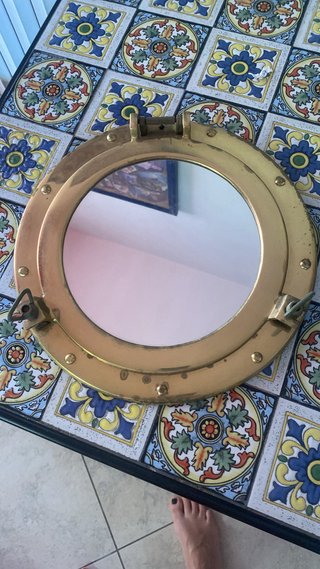 Specchio oblò vintage ottone