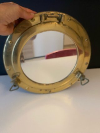 Specchio oblò vintage ottone