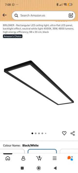Plafón LED rectangular 98cm 36W 4800lm nuevo