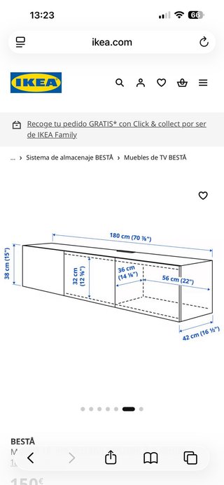 Mueble TV Ikea Negro/Marrón Madera