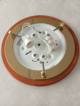 Lámpara plafón madera y cristal