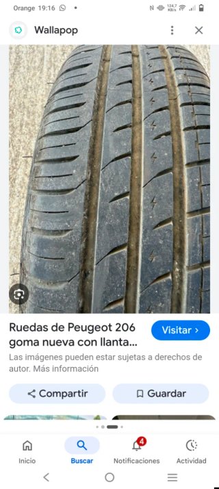 4 Ruedas Peugeot 206 casi nuevas