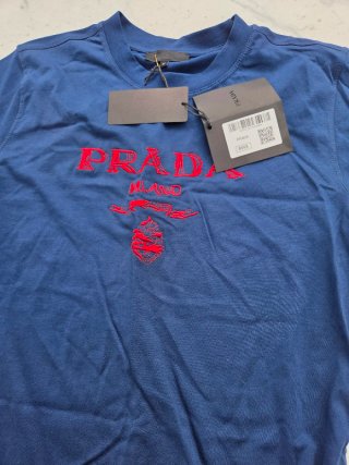 Camiseta Prada Milano Bordada Azul Talla M