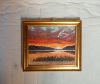 Quadro tramonto sul lago