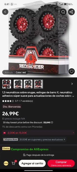 Ruedas RC Red Spider (4 unidades)