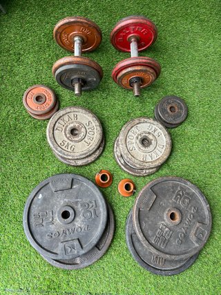 Discos y mancuernas de gimnasio