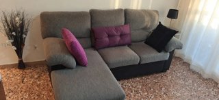 Sofá Chaise Longue Reversible Gris y Negro