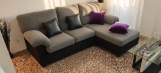 Sofá Chaise Longue Reversible Gris y Negro