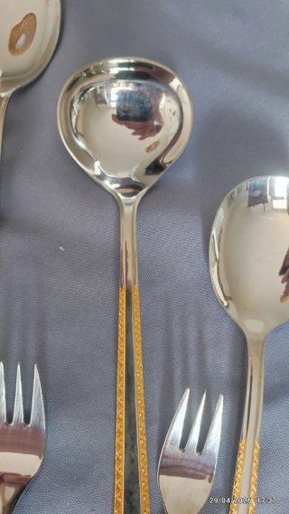 Cubertería Solingen de lujo acero y oro