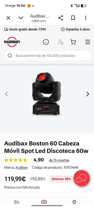 Cabeza Móvil Audibax Boston 60 LED