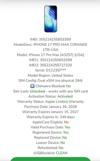 iPhone 17 Pro Max 1TB Naranja