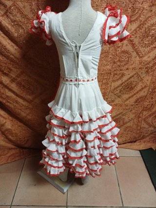 Traje Flamenca Infantil Volantes Rojo Blanco
