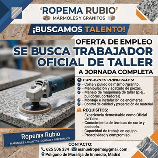 SE BUSCA OFICIAL DE TALLER - MÁRMOLES Y GRANITOS