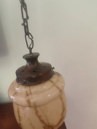 Lampadario vetro marmorizzato giallo ocra