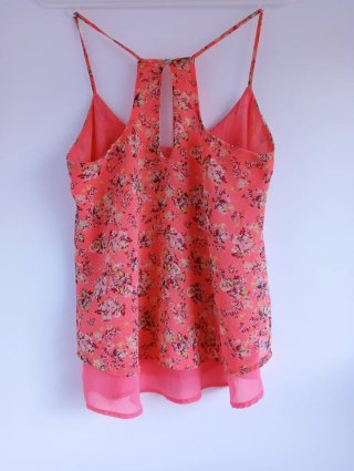 Blusa floral coral flúor