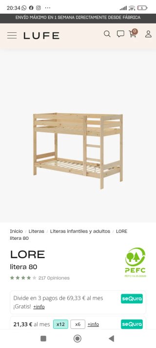 Literas Lufe madera