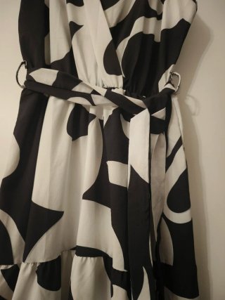 Abito lungo donna fantasia bianco e nero