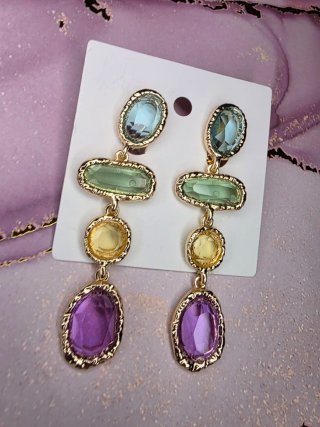 Pendientes largos con piedras de colores