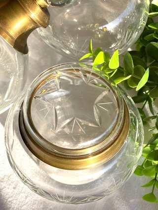 Set Tocador Vintage Cristal Tallado y Metal Dorado