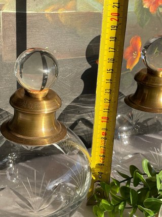 Set Tocador Vintage Cristal Tallado y Metal Dorado