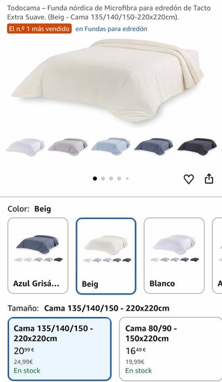 Funda Nórdica Microfibra Tacto Suave Beige