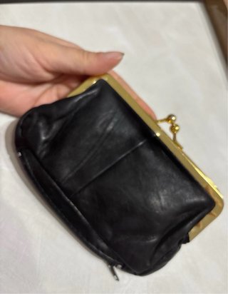 Portafoglio/portamonete nero con dettagli oro