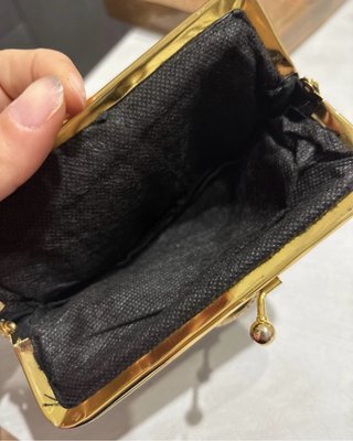 Portafoglio/portamonete nero con dettagli oro