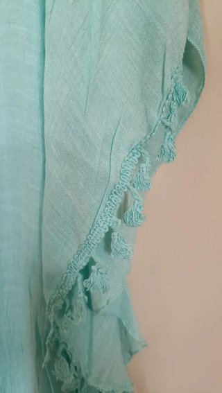 Pareo azul turquesa con crochet
