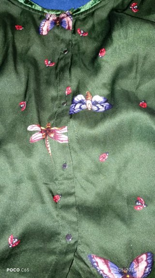 Camisa verde con estampado de mariposas
