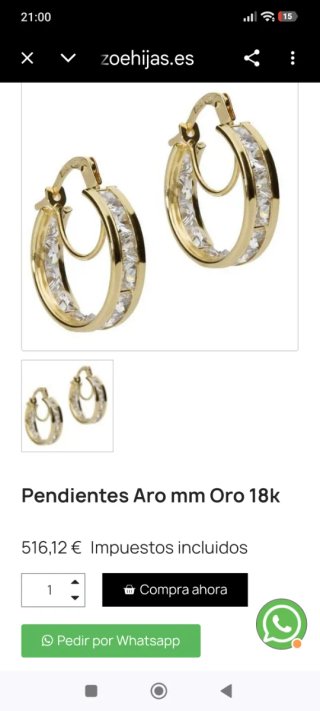 Pendientes Aro Oro 18k
