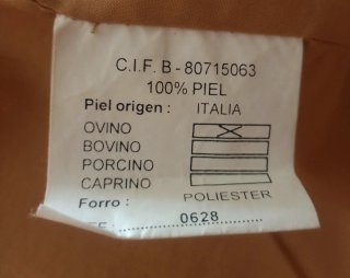 Chaqueta de piel  genuína beige