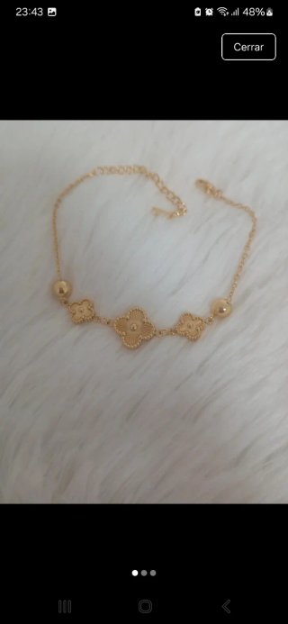 Conjunto pendientes y pulsera trébol dorado