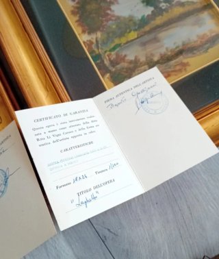 3 quadri con cornice oro e lastra in argento o oro