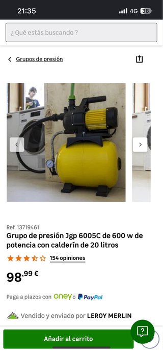Bomba de agua 20L 600W NUEVA A ESTRENAR