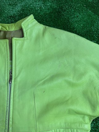 Giacca in pelle verde donna