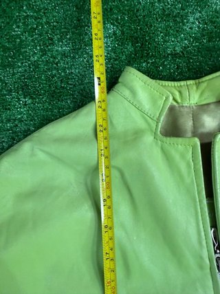 Giacca in pelle verde donna